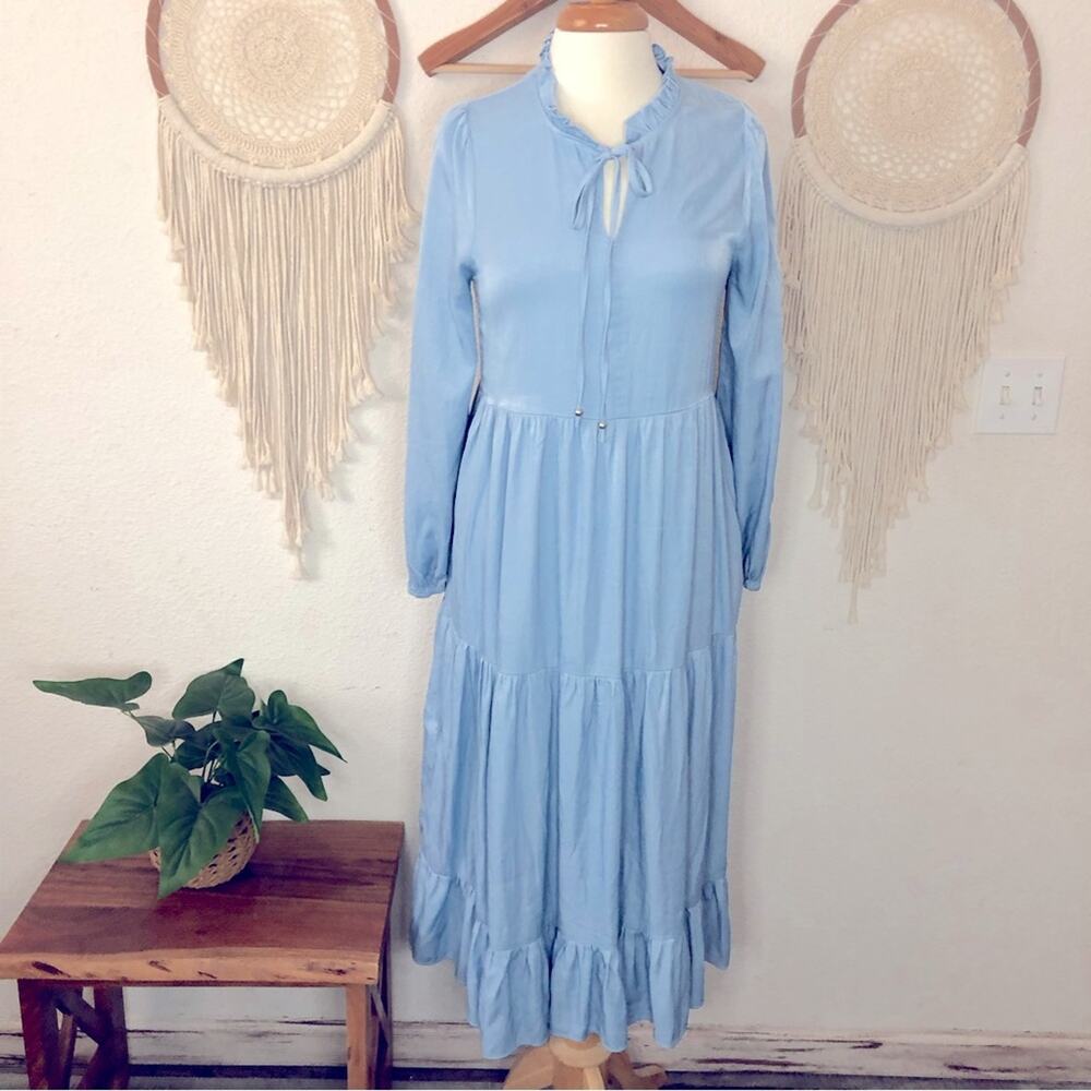 Calista tencel blend boho peasant long sleeve prairie dress small